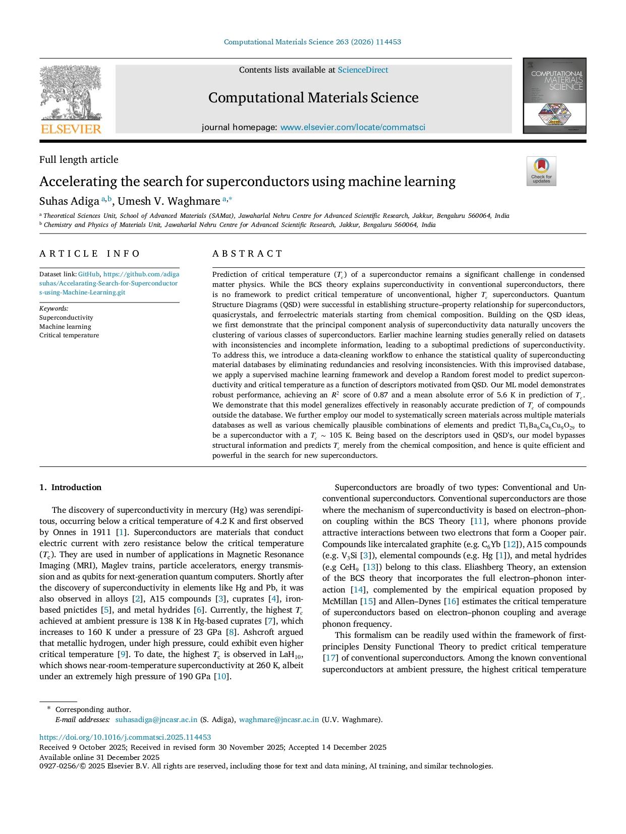 Cover: Accelerating the Search for Superconductors Using Machine Learning